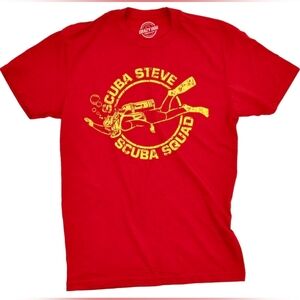 Graphic Men's Red Scuba Steve Scuba Squad Tee. Size XL, New In Plastic